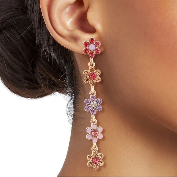 2/$30🌵 Sakura Cherry Blossom Dangle Rhinestone Earrings Kawaii Japanese Floral - Picture 7 of 9